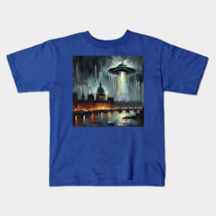 A UFO over a city Kids T-Shirt